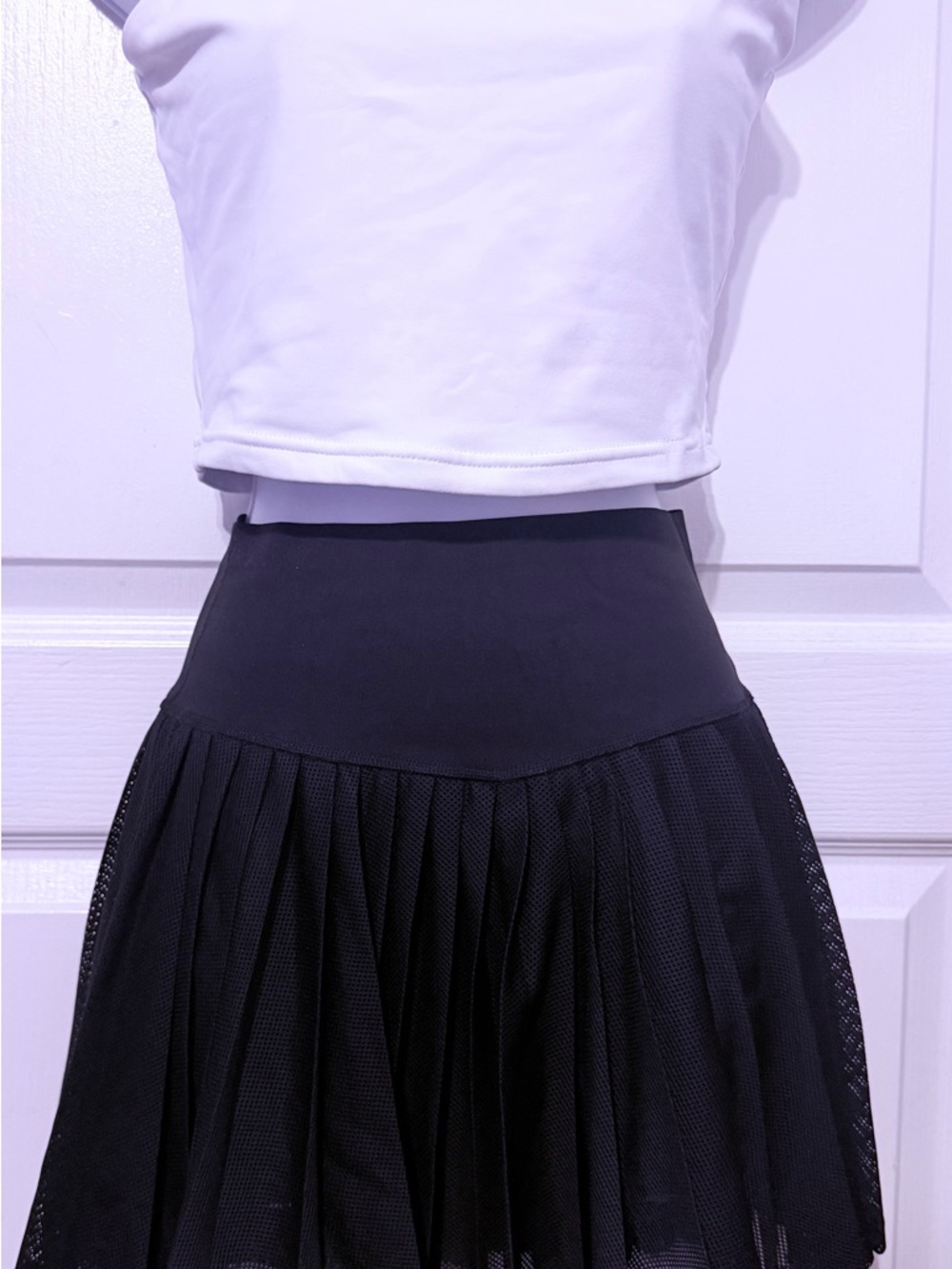 VSX Black Pleated Mesh Skater Skirt
